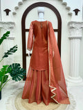 Simmer Fabric with Intricate Thread with sequence work with attach Fancy Lace Salwar Kameez