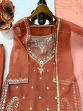 Simmer Fabric with Intricate Thread with sequence work with attach Fancy Lace Salwar Kameez