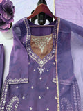 Simmer Fabric with Intricate Thread with sequence work with attach Fancy Lace Salwar Kameez