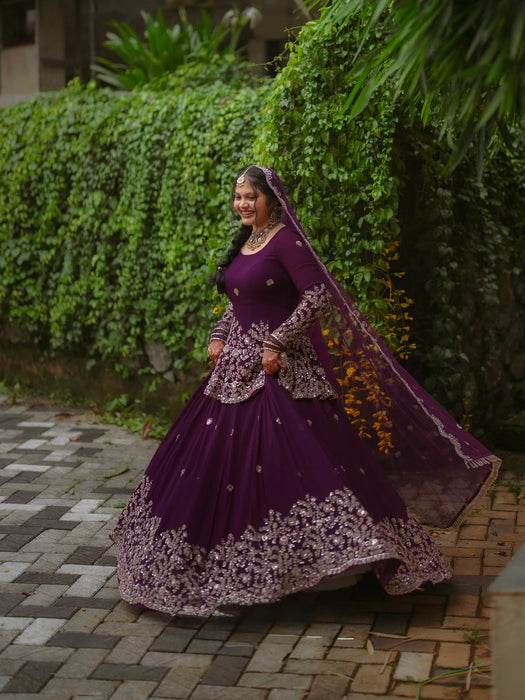 Heavy Fox Georgette with Embroidery Codding & Sequins Work Top Lehenga Dupatta Set