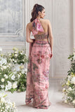 Premium Tabby Silk With Beautiful Print And Beautiful Sequins Work Beautiful Saree