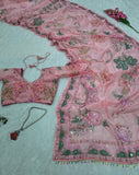 Premium Tabby Silk With Beautiful Print And Beautiful Sequins Work Beautiful Saree