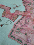 Premium Tabby Silk With Beautiful Print And Beautiful Sequins Work Beautiful Saree
