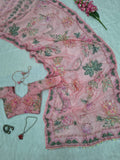 Premium Tabby Silk With Beautiful Print And Beautiful Sequins Work Beautiful Saree