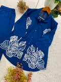 DESIGNER EMBROIDERED CORD SET IN COTTON DENIM