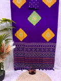 Soft Satin Crep with Beautiful Ajarakh print with Real mirror work and Latkan Saree