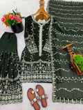 New Ready-made Fendy Silk And Heavy Embroidery Sequence Work Top-Bottom And Dupatta Set