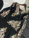PARTY AND WEDDING DESIGNER WEAR EMBROIDERED TOP PLAZZO AND DUPATTA IN FENDY