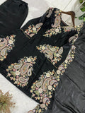 PARTY AND WEDDING DESIGNER WEAR EMBROIDERED TOP PLAZZO AND DUPATTA IN FENDY