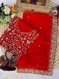 Soft Rangoli silk with Beautiful Sequence Embroidery Work border Saree