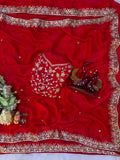 Soft Rangoli silk with Beautiful Sequence Embroidery Work border Saree