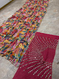 Premium Star Georgette with Beads & Real Mirror & Digital Print Work Saree