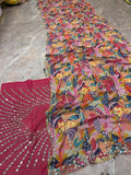 Premium Star Georgette with Beads & Real Mirror & Digital Print Work Saree