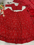 Premium Vichitra Silk Embellished With Beautiful Embroidery Lehenga Choli