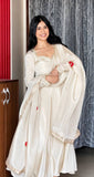 Heavy Upada Silk With Embroidered work With Fully Flair Anarkali Salwar Kameez