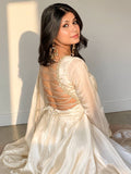 Heavy Upada Silk With Embroidered work With Fully Flair Anarkali Salwar Kameez