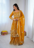 Crunchy Silk Heavy Embroidery Sequence Work Beautiful Top Lehenga Dupatta Set