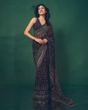 Pure Georgette Fabric with beautiful print with Sequins and diamonds work Saree