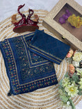 Pure Georgette Fabric with beautiful print with Sequins and diamonds work Saree