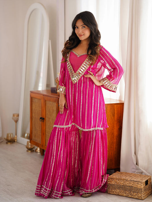 Gold Zari with Soft Micro Cotton Lining & Real Mirror work Salwar Kameez