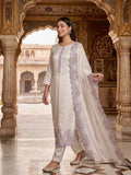 HEAVY ROMAN GLASS SILK BEAUTIFUL EMBROIDERY SEQUENCE WORK WITH CUT WORK SALWAR KAMEEZ