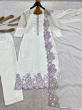HEAVY ROMAN GLASS SILK BEAUTIFUL EMBROIDERY SEQUENCE WORK WITH CUT WORK SALWAR KAMEEZ