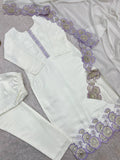 HEAVY ROMAN GLASS SILK BEAUTIFUL EMBROIDERY SEQUENCE WORK WITH CUT WORK SALWAR KAMEEZ