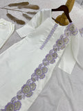 HEAVY ROMAN GLASS SILK BEAUTIFUL EMBROIDERY SEQUENCE WORK WITH CUT WORK SALWAR KAMEEZ