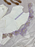HEAVY ROMAN GLASS SILK BEAUTIFUL EMBROIDERY SEQUENCE WORK WITH CUT WORK SALWAR KAMEEZ