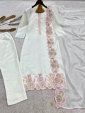 HEAVY ROMAN GLASS SILK BEAUTIFUL EMBROIDERY SEQUENCE WORK WITH CUT WORK SALWAR KAMEEZ