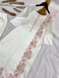 HEAVY ROMAN GLASS SILK BEAUTIFUL EMBROIDERY SEQUENCE WORK WITH CUT WORK SALWAR KAMEEZ