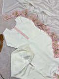HEAVY ROMAN GLASS SILK BEAUTIFUL EMBROIDERY SEQUENCE WORK WITH CUT WORK SALWAR KAMEEZ