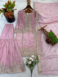New Ready-made Fendy Silk And Heavy Embroidery Sequence Work Top-Bottom And Dupatta Set