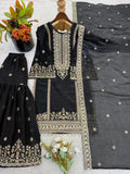 New Ready-made Fendy Silk And Heavy Embroidery Sequence Work Top-Bottom And Dupatta Set