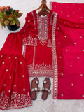 New Ready-made Fendy Silk And Heavy Embroidery Sequence Work Top-Bottom And Dupatta Set