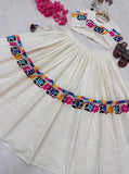 Pure Kora Cotton With Embroidery Gamthi Work With Riyal Mirror Hand Work Lehenga Choli