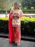 New Designer Party Wear Look Pure Natural Crepe Top & Farshi Palazzo With Dupatta set
