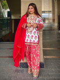 New Designer Party Wear Look Pure Natural Crepe Top & Farshi Palazzo With Dupatta set