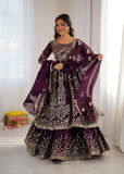 Crunchy Silk Heavy Embroidery Sequence Work Beautiful Top Lehenga Dupatta Set