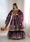 Crunchy Silk Heavy Embroidery Sequence Work Beautiful Top Lehenga Dupatta Set
