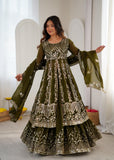 Crunchy Silk Heavy Embroidery Sequence Work Beautiful Top Lehenga Dupatta Set