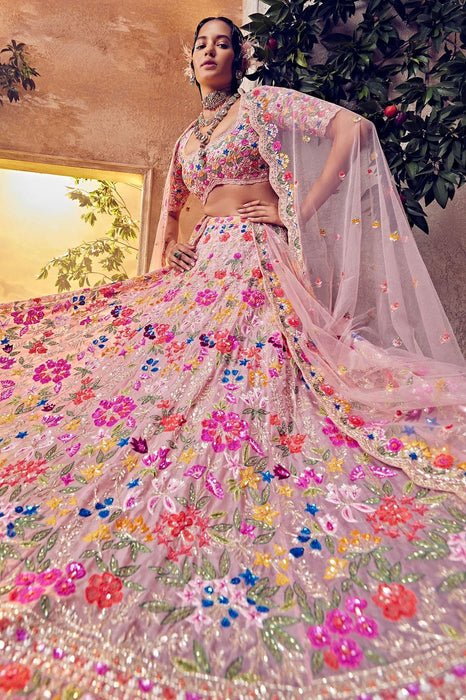 Premium Faux Georgette Lehenga Choli Embellished With Beautiful Multi Thread Embroidery Work