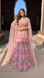 Premium Faux Georgette Lehenga Choli Embellished With Beautiful Multi Thread Embroidery Work