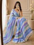 Premium Fendy Satin Silk Embellished With Beautiful Print And With Beautiful Sarowski Diamond Mirror Work Saree