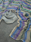 Premium Fendy Satin Silk Embellished With Beautiful Print And With Beautiful Sarowski Diamond Mirror Work Saree