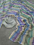 Premium Fendy Satin Silk Embellished With Beautiful Print And With Beautiful Sarowski Diamond Mirror Work Saree