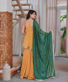 NEW FANCY BANDHEJ PRINT AND KEDIYA- PLAZZO WITH PRETTY DEPATTA SET