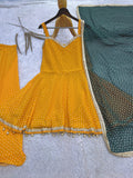 NEW FANCY BANDHEJ PRINT AND KEDIYA- PLAZZO WITH PRETTY DEPATTA SET