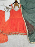 NEW FANCY BANDHEJ PRINT AND KEDIYA- PLAZZO WITH PRETTY DEPATTA SET