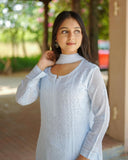 DESIGNER CHIKANKARI EMBROIDERED WORKED TOP PLAZZO WITH DUPATTA
